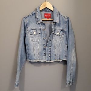 GUESS cropped denim jacket sz M